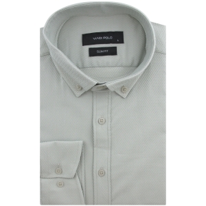 Koszula Męska Codzienna Casual oliwkowa ze strukturą z długim rękawem w kroju SLIM FIT Viadi Polo L160
