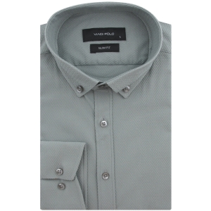 Koszula Męska Codzienna Casual szara ze strukturą z długim rękawem w kroju SLIM FIT Viadi Polo L161