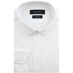 Koszula Męska Codzienna Przewiewna Casual biała z kory z długim rękawem w kroju SLIM FIT Viadi Polo L165