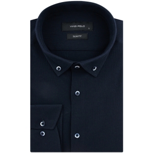 Koszula Męska Codzienna Przewiewna Casual granatowa z kory z długim rękawem w kroju SLIM FIT Viadi Polo L170