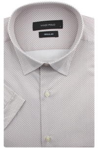 Koszula Męska Elegancka Wizytowa Beżowa we Wzorki Regular Viadi Polo R139