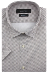 Koszula Męska Elegancka Wizytowa Beżowa we Wzorki Regular Viadi Polo R140
