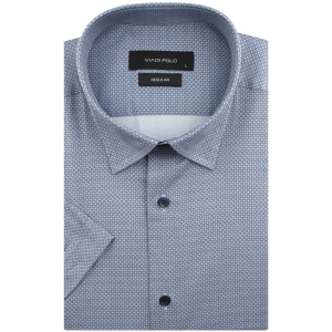 Koszula Męska Elegancka Wizytowa Granatowa Wzorki Regular Viadi Polo R148