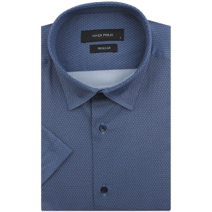 Koszula Męska Elegancka Wizytowa Granatowa Wzorki Regular Viadi Polo R150