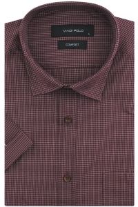 Koszula Męska Casual Bordowa w Kratkę Slim Fit Viadi Polo R153