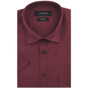 Koszula Męska Casual Bordowa w Kratkę Slim Fit Viadi Polo R154
