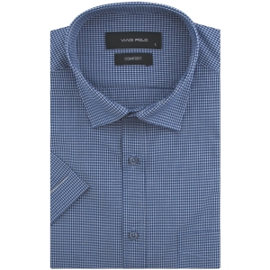 Koszula Męska Casual Granatowa w Kratkę Slim Fit Viadi Polo R158