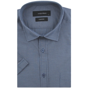 Koszula Męska Casual Granatowa w Kratkę Slim Fit Viadi Polo R159