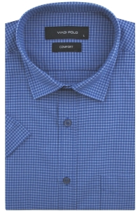 Koszula Męska Casual Niebieska w Kratkę Slim Fit Viadi Polo R163