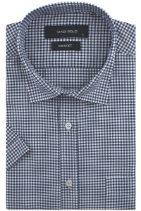 Koszula Męska Casual Granatowa w Kratkę Slim Fit Viadi Polo R164