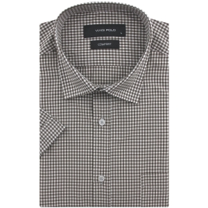Koszula Męska Casual Brązowa w Kratkę Slim Fit Viadi Polo R166