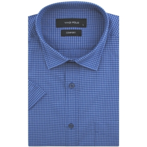 Koszula Męska Casual Niebieska w Kratkę Regular Viadi Polo R174