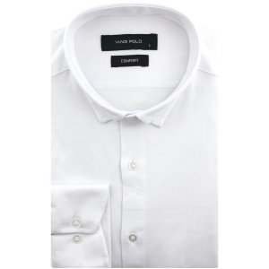 Koszula Męska Casual Biała Dzianinowa Slim Fit Viadi Polo L177