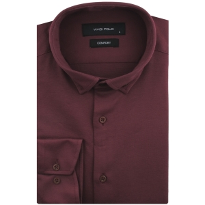 Koszula Męska Casual Bordowa Dzianinowa Slim Fit Viadi Polo L179