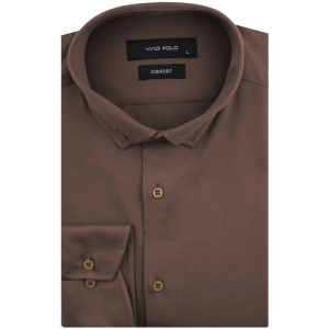Koszula Męska Casual Brązowa Dzianinowa Slim Fit Viadi Polo L182
