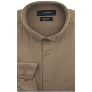 Koszula Męska Casual Brązowa Dzianinowa Slim Fit Viadi Polo L183