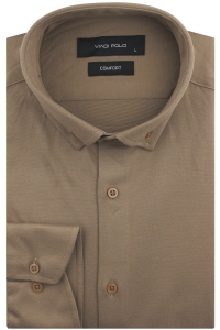 Koszula Męska Casual Brązowa Dzianinowa Slim Fit Viadi Polo L183