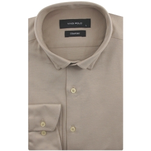 Koszula Męska Casual Beżowa Dzianinowa Slim Fit Viadi Polo L184