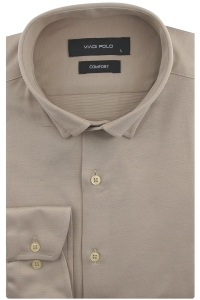 Koszula Męska Casual Beżowa Dzianinowa Slim Fit Viadi Polo L184