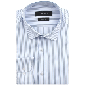 Koszula Męska Elegancka Biała w Paski Slim Fit Viadi Polo L187