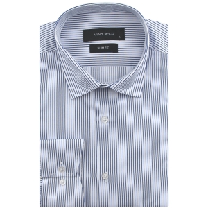 Koszula Męska Elegancka Biała w Paski Slim Fit Viadi Polo L188