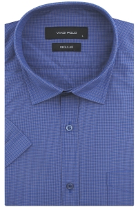 Koszula Męska Casual Niebieska w Kratkę Regular Viadi Polo R172