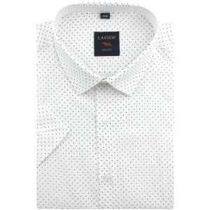 Koszula Męska Elegancka Biała w Kropki Slim Fit Laviino R179