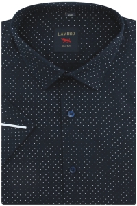 Koszula Męska Elegancka Granatowa w Kropki Slim Fit Laviino R181