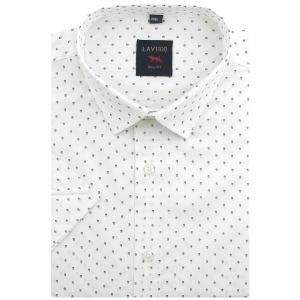 Koszula Męska Elegancka Biała we Wzorki Slim Fit Laviino R184