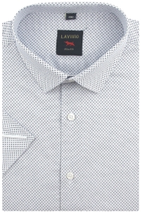 Koszula Męska Elegancka Biała we Wzorki Slim Fit Laviino R195