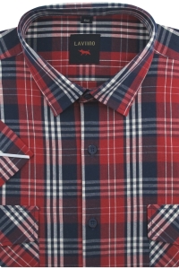 Koszula Męska Casual Czerwona w Kratkę Regular Laviino R207