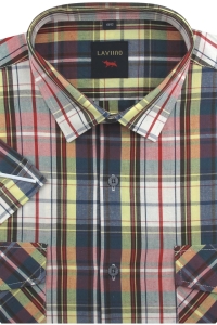 Koszula Męska Casual Żółta w Kratkę Regular Laviino R208