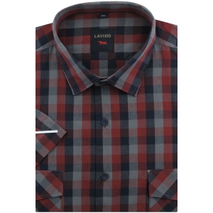 Koszula Męska Casual Bordowa w Kratkę Regular Laviino R210