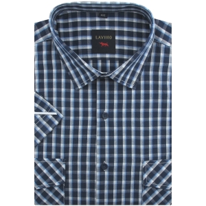 Koszula Męska Casual Granatowa w Kratkę Regular Laviino R212