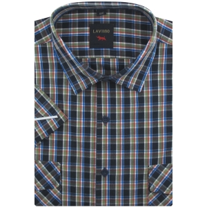 Koszula Męska Casual Granatowa w Kratkę Regular Laviino R214