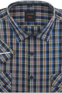 Koszula Męska Casual Granatowa w Kratkę Regular Laviino R214