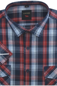 Koszula Męska Casual Czerwona w Kratkę Regular Laviino R215