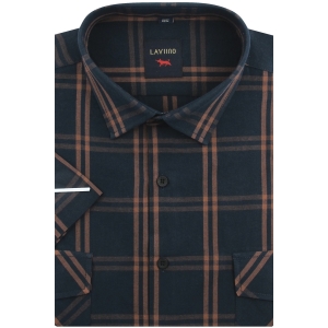 Koszula Męska Casual Granatowy w Kratkę Regular Laviino R218
