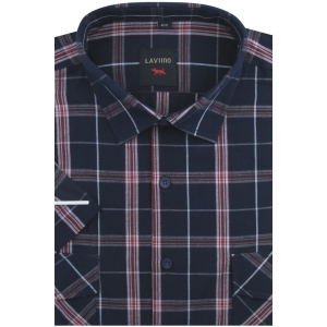 Koszula Męska Casual Granatowy w Kratkę Regular Laviino R219