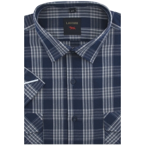 Koszula Męska Casual Granatowy w Kratkę Regular Laviino R220
