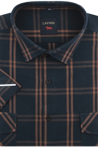 Koszula Męska Codzienna Casual Granatowa w Kratę Duża Laviino R256