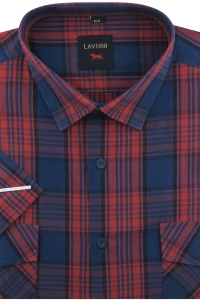 Koszula Męska Codzienna Casual Czerwona w Kratę Duża Laviino R268