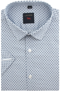 Koszula Męska Elegancka Wizytowa Błękitna we Wzorki Duża Laviino R242