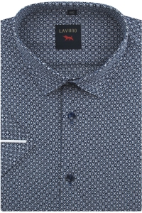 Koszula Męska Elegancka Wizytowa Granatowa we Wzorki Duża Laviino R243