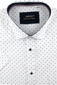 Koszula Męska Elegancka Biała we wzorki Regular Koneser R269
