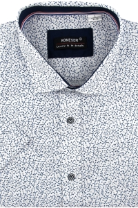 Koszula Męska Elegancka Biała we wzorki Regular Koneser R270