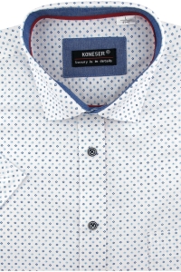 Koszula Męska Elegancka Biała we wzorki Regular Koneser R274