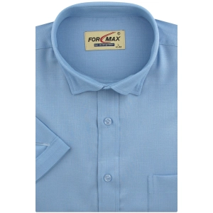 Koszula Męska Lniana Casual Gładka Niebieska Regular Formax R277