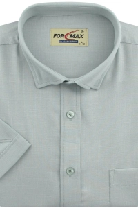 Koszula Męska Lniana Casual Gładka Seledynowa Regular Formax R278