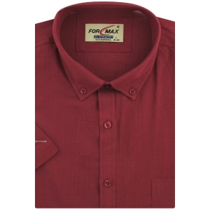 Koszula Męska Lniana Casual Gładka Bordowa Regular Formax R281
